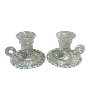 Biedermann & Sons Glass chamberstick Mini Candle Holders Set Of 2 Vintage